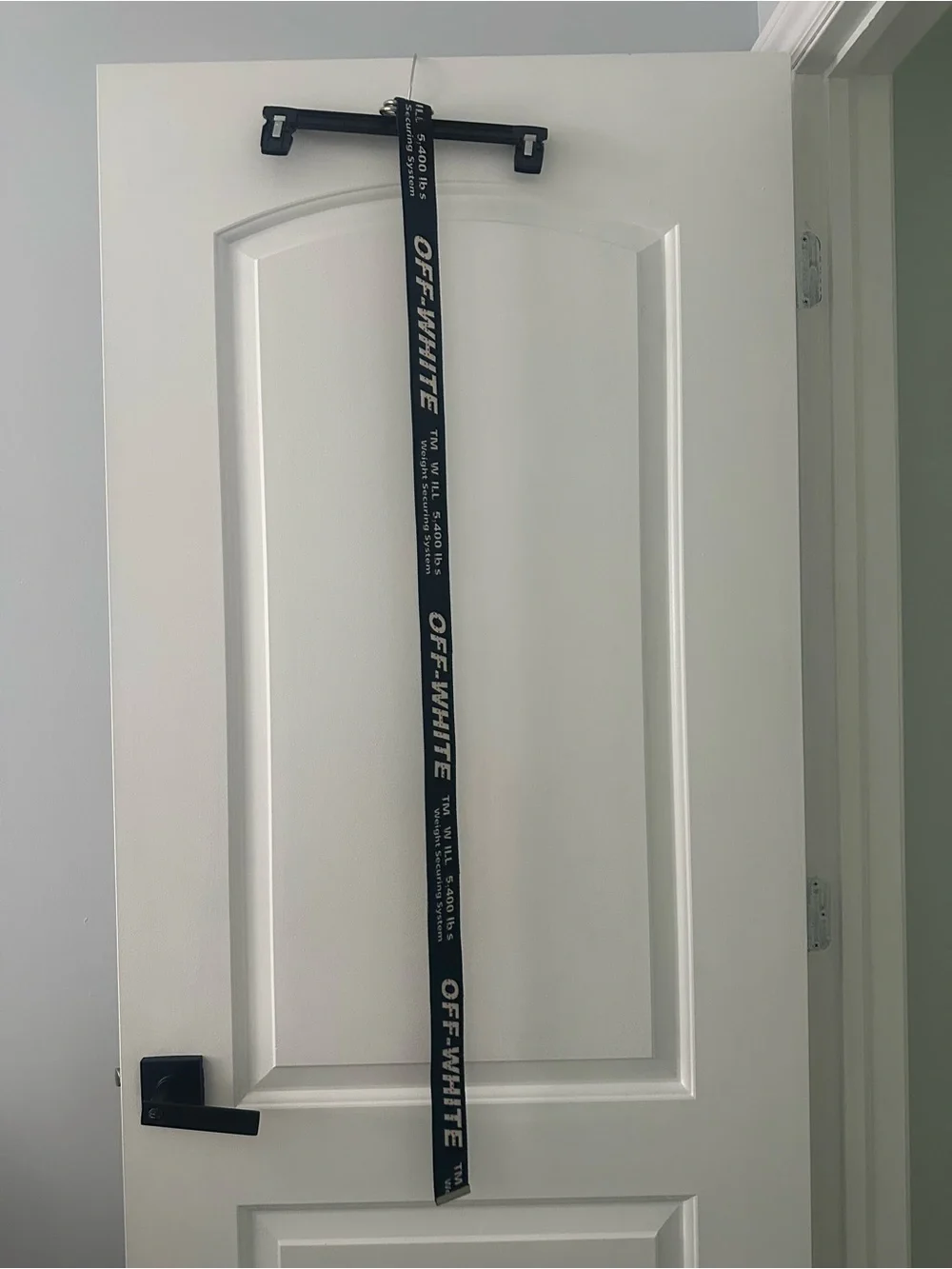 Off-White Black Webbing Logo Belt with White Branding